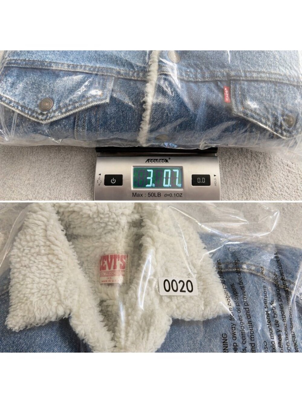 Levi's Sherpa Denim Jacket USA Made Vintage XS Trucker Lined Blue - Picture 16 of 16